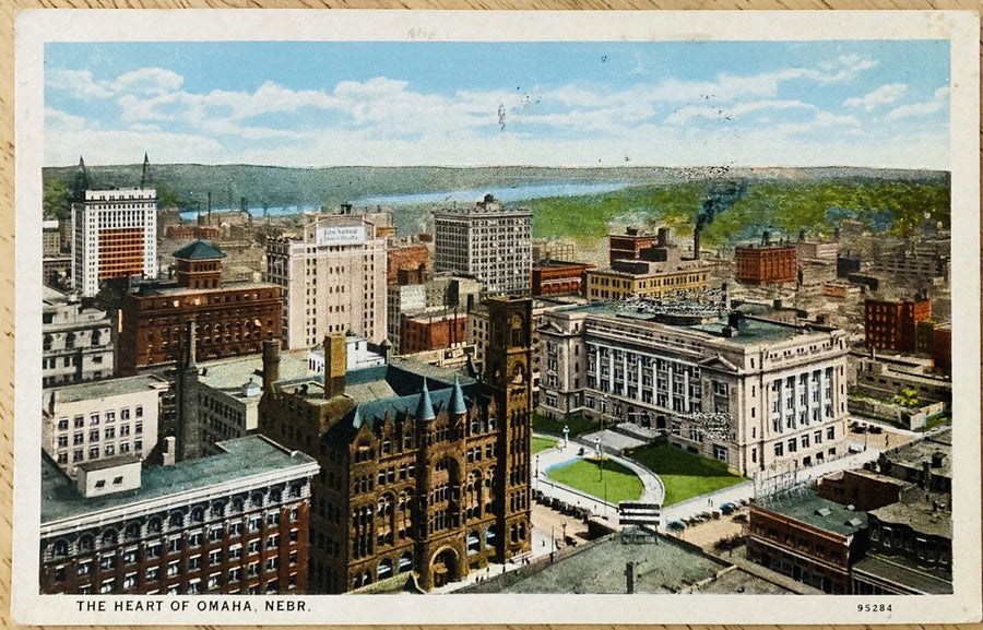 Vintage postcard view of downtown Omaha, Nebraska