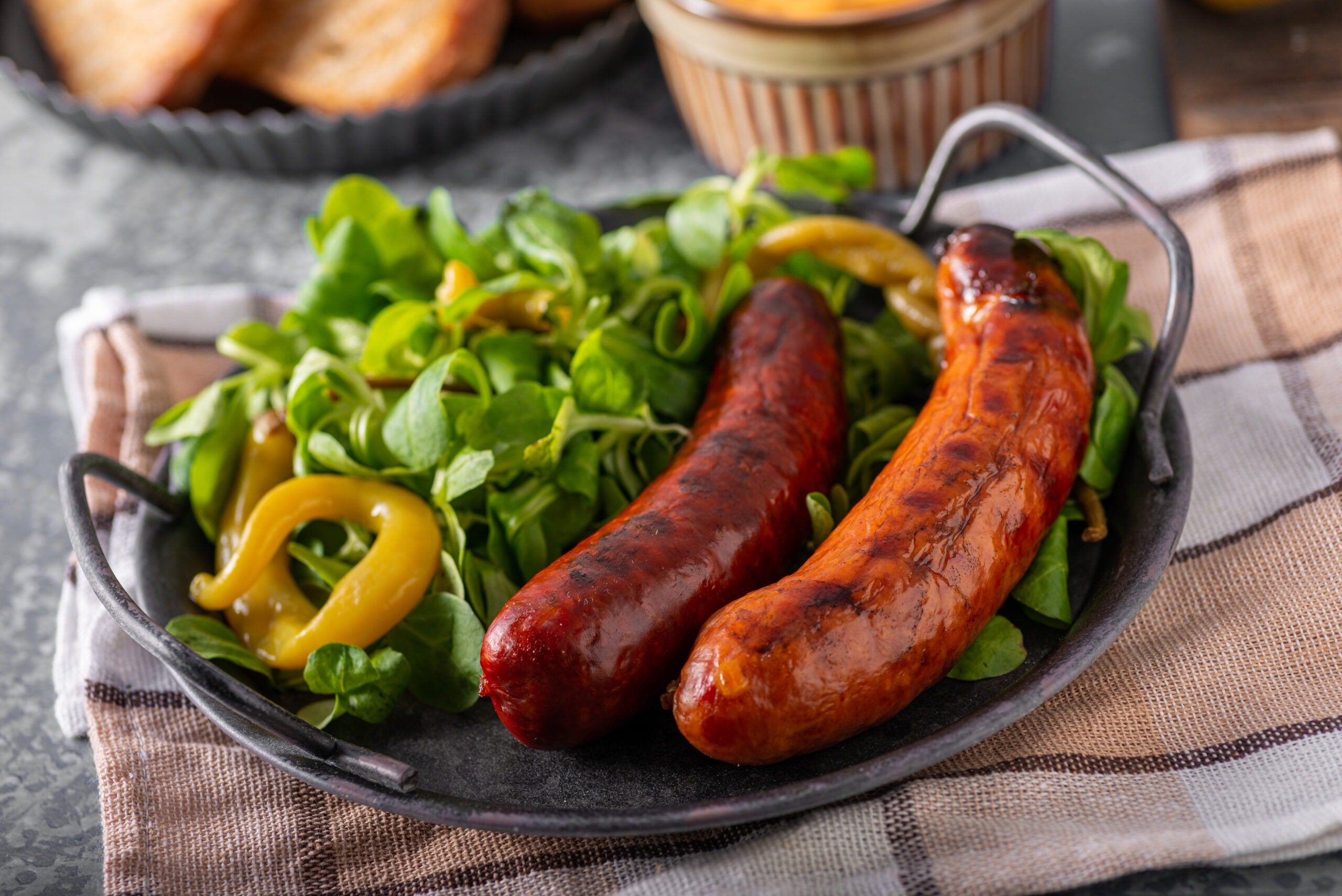 Grilled spicy sausages