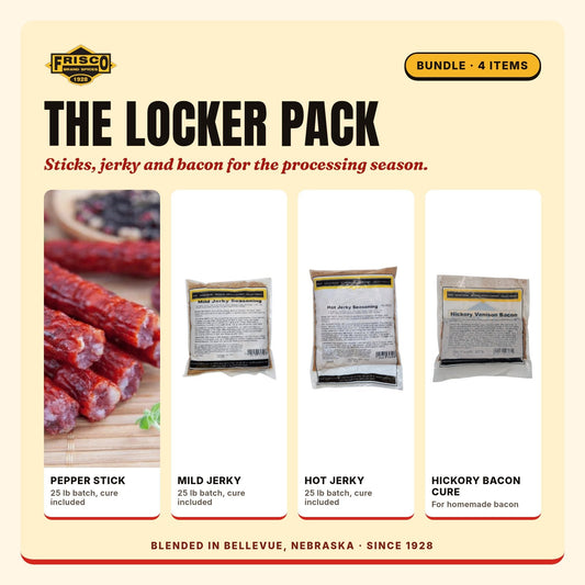 The Locker Pack: Pepper Stick, Mild Jerky, Hot Jerky and Hickory Bacon Cure