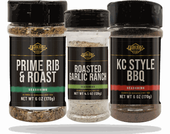 Prime Rib and Roast, Roasted Garlic Ranch and KC Style BBQ bottles