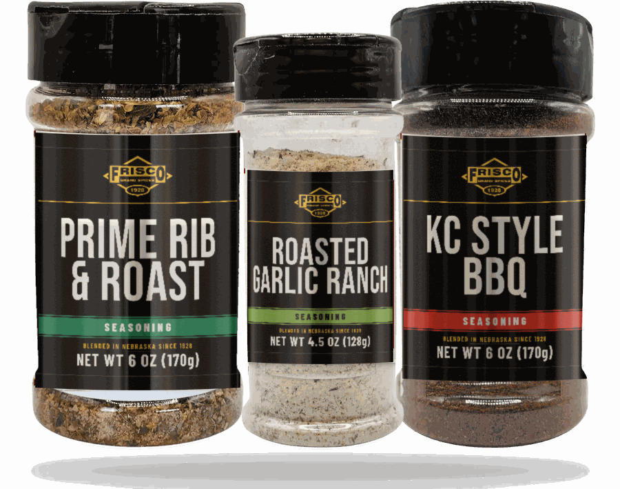 Frisco Prime Rib & Roast, Roasted Garlic Ranch and KC Style BBQ bottles